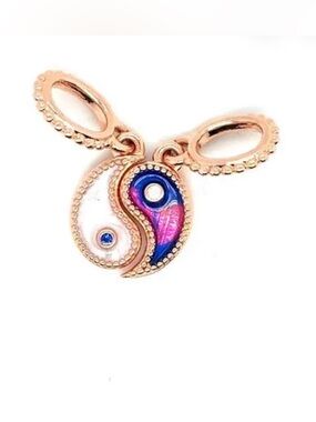 Pandora Rose Gold Yin Yang Pendant /charms with Blue and Pink Enamel